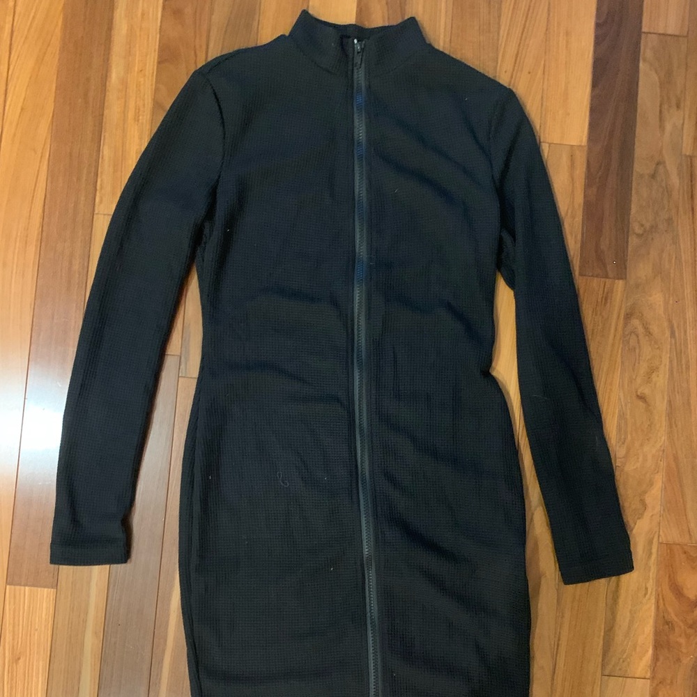 Shein Waffle knit zip up bodycon dress size small